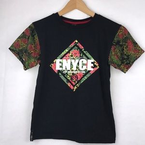 ENYCE Black & floral tee t-shirt size 12/14- Tropical Beach Back to School